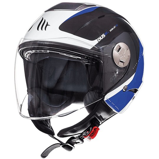 Casco Moto Jet Doppia Visiera MT Helmets City Eleven Sv Spark C1 Nero Blu