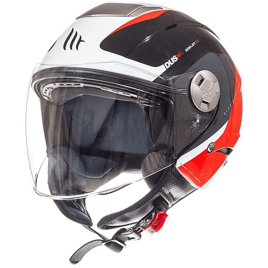 Casco Moto Jet Doppia Visiera MT Helmets City Eleven Sv Spark C1 Nero Rosso