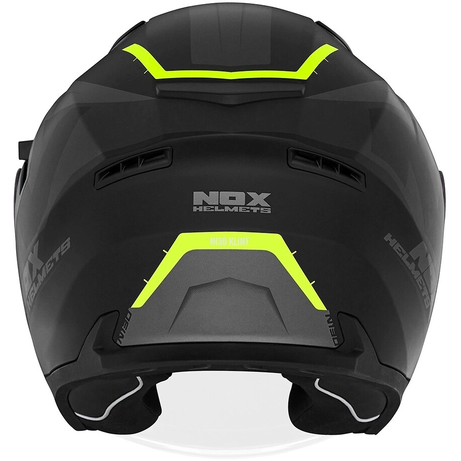 Casco Moto Jet Doppia Visiera Nox N130 Klint Nero Opaco Giallo