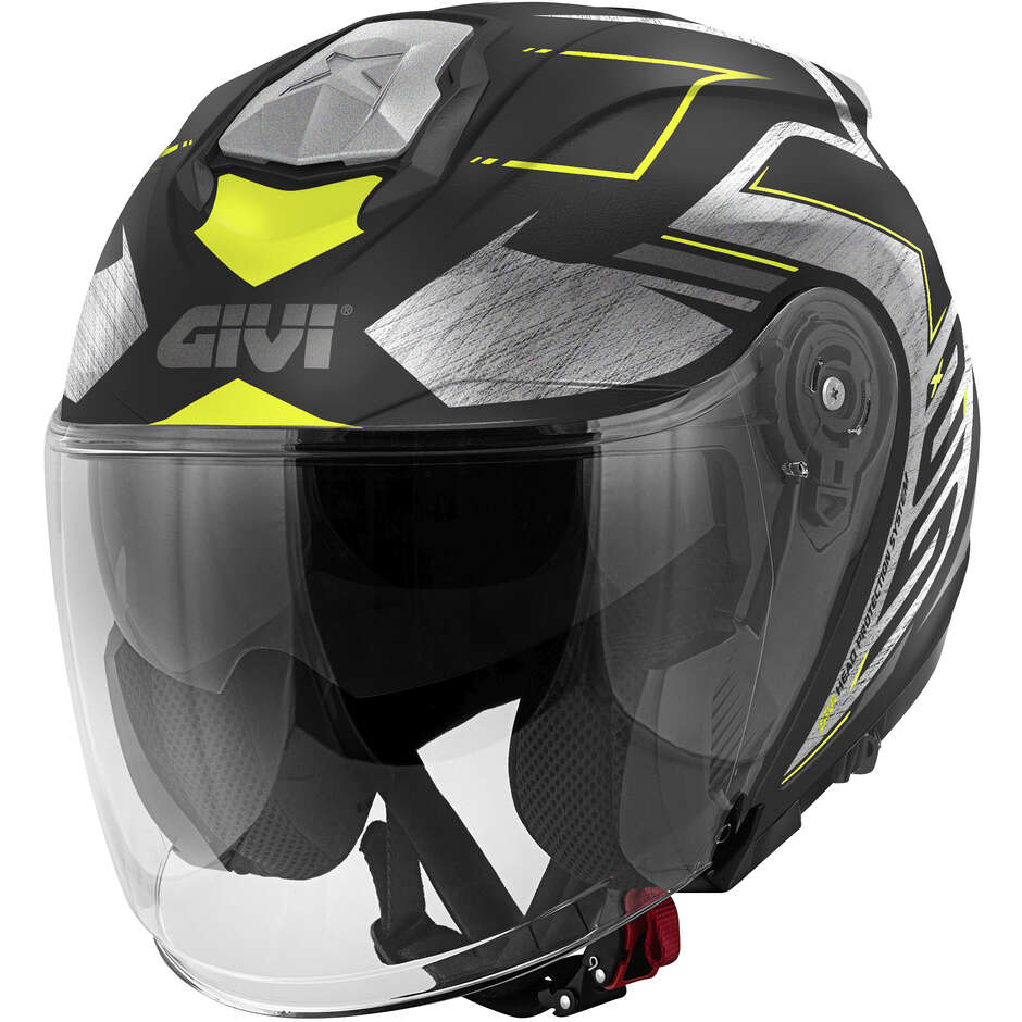Casco moto Jet Givi X.25F TRACE Nero Titanio Giallo