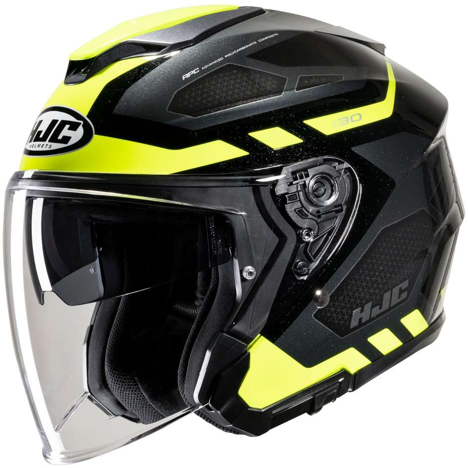 Casco Moto Jet Hjc i30 ATON MC3H Nero Giallo FLuo