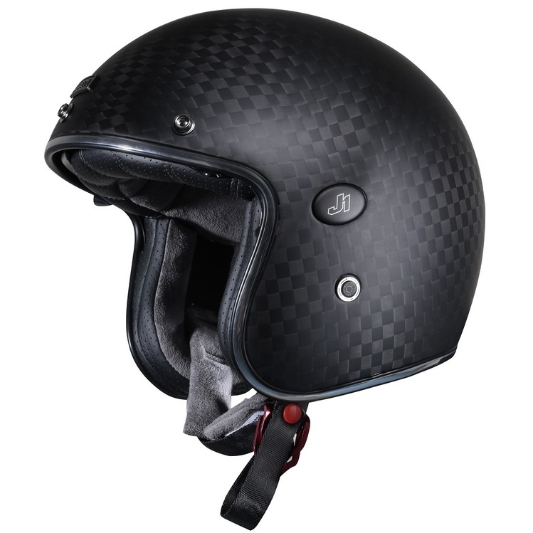 Casco Moto Jet in Carbonio Vintage Just1 J-STYLE Solid Carbon Opaco