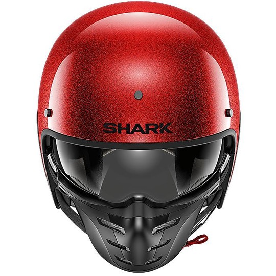 Casco Moto Jet in Fibra Shark S-DRAK  Blank Glitter Rosso