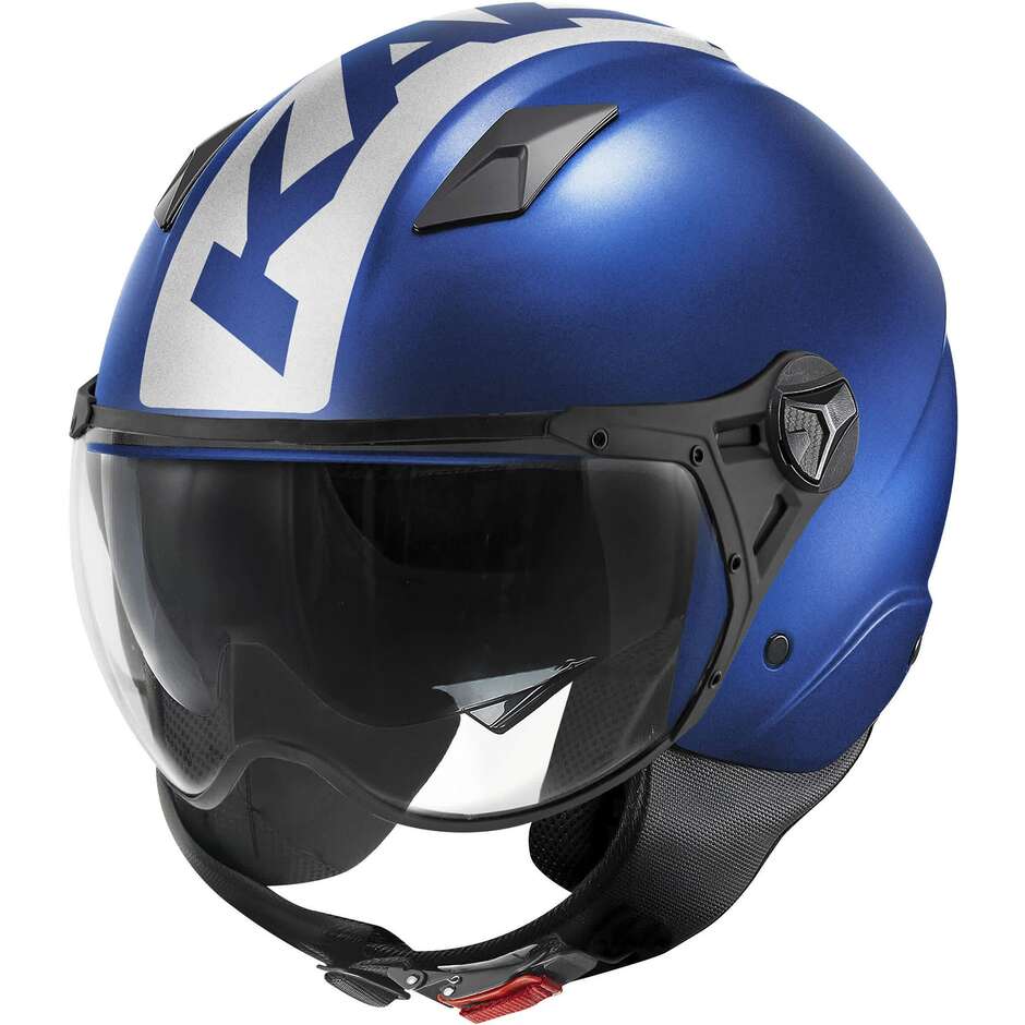 Casco Moto Jet Kappa KV57 STRIKER Blu Opaco Argento