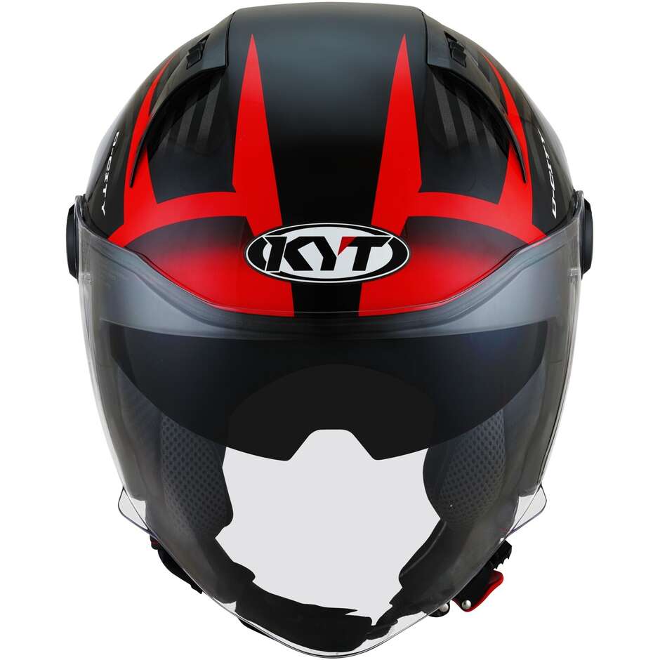 Casco Moto Jet KYT D-CITY LUCENT Nero Rosso