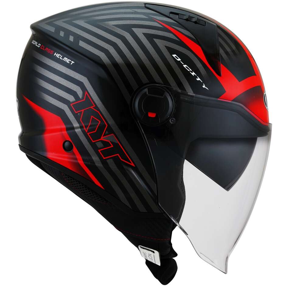 Casco Moto Jet KYT D-CITY LUCENT Nero Rosso