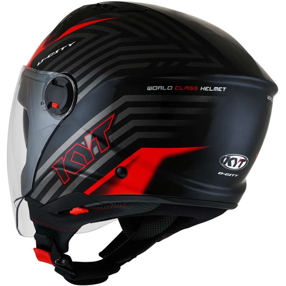 Casco Moto Jet KYT D-CITY LUCENT Nero Rosso
