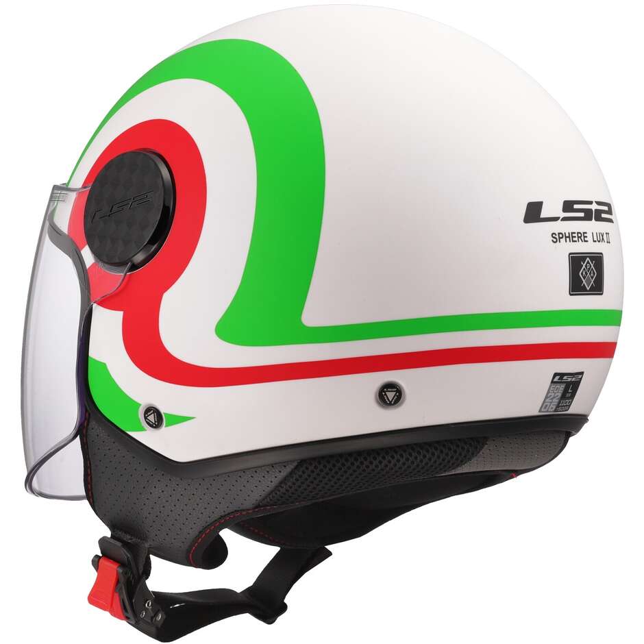 Casco Moto Jet LS2 OF558 SPHERE LUX 2 URBY Bianco Verde Rosso