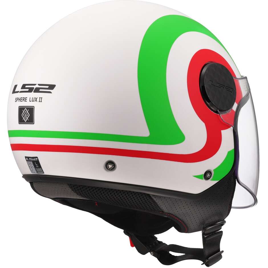 Casco Moto Jet LS2 OF558 SPHERE LUX 2 URBY Bianco Verde Rosso