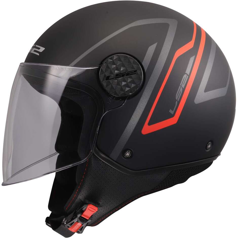 Casco Moto Jet LS2 OF558 SPHERE LUX II MINIM Nero Rosso