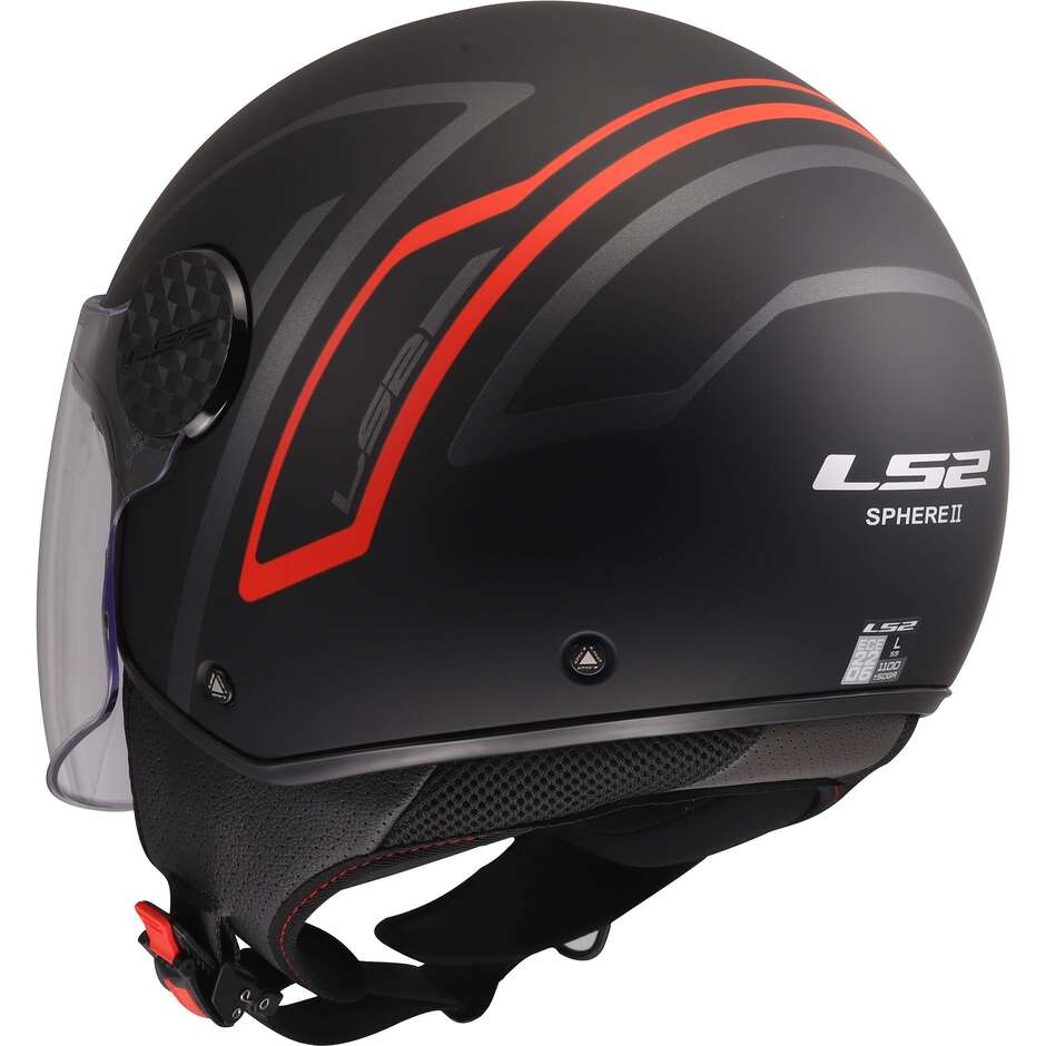 Casco Moto Jet LS2 OF558 SPHERE LUX II MINIM Nero Rosso