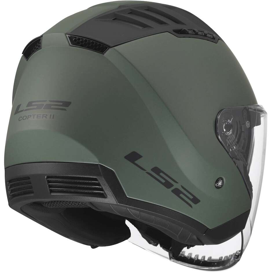 Casco Moto Jet LS2 OF600 COPTER II SOLID Verde Militare