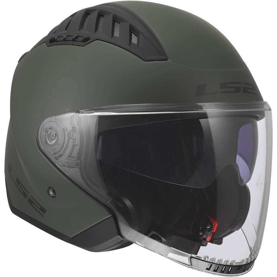 Casco Moto Jet LS2 OF600 COPTER II SOLID Verde Militare