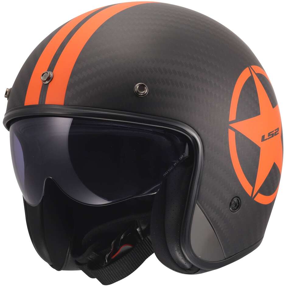 Casco Moto Jet LS2 OF601 BOB II C STAR Arancio