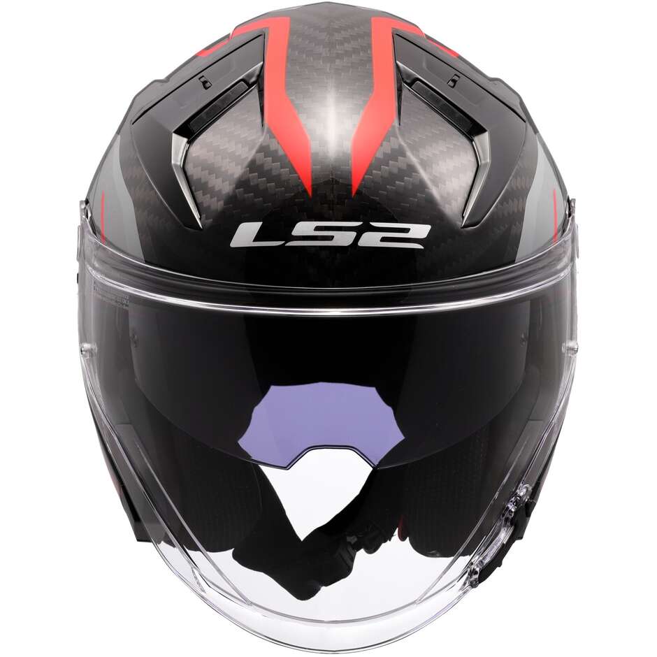 Casco Moto Jet LS2 OF603 INFINITY 2 CARBON URUS Rosso