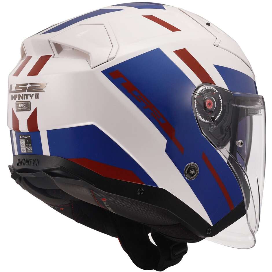 Casco Moto Jet  Ls2 OF603 INFINITY 2 FOCUS Bianco Blu Rosso