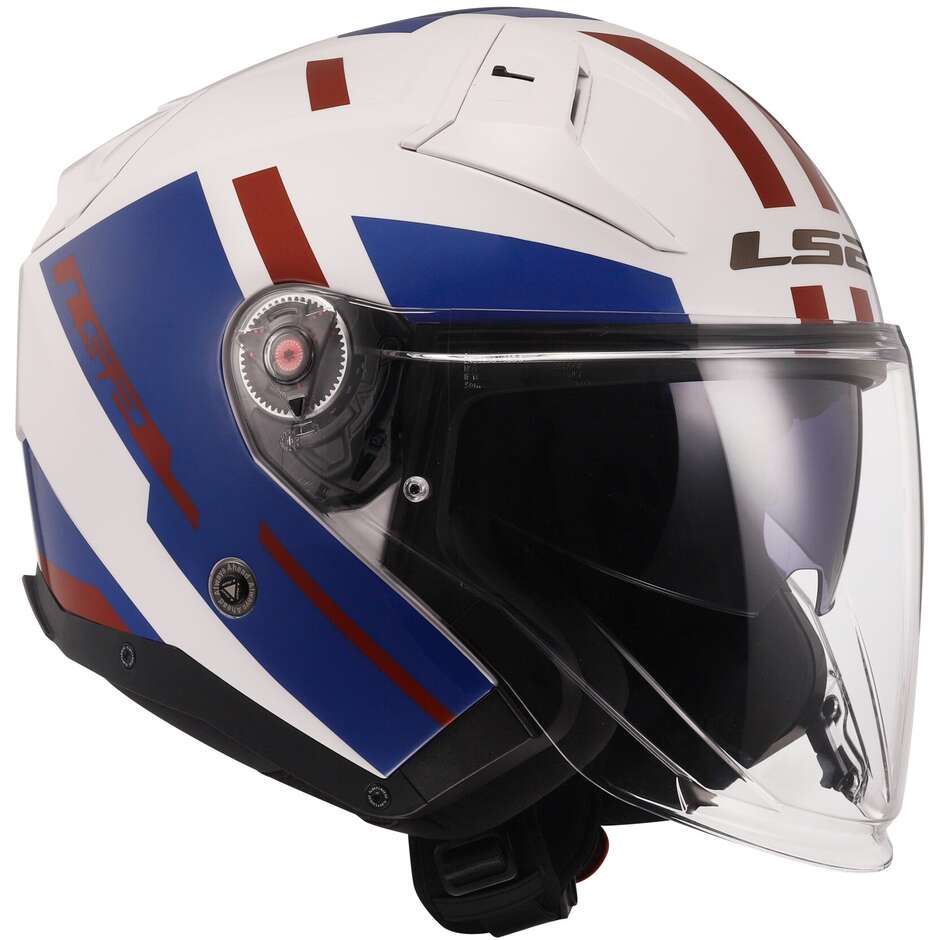 Casco Moto Jet  Ls2 OF603 INFINITY 2 FOCUS Bianco Blu Rosso
