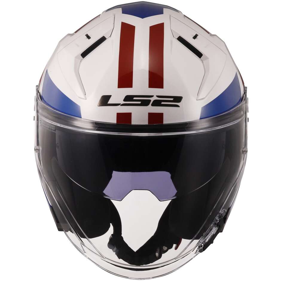 Casco Moto Jet  Ls2 OF603 INFINITY 2 FOCUS Bianco Blu Rosso
