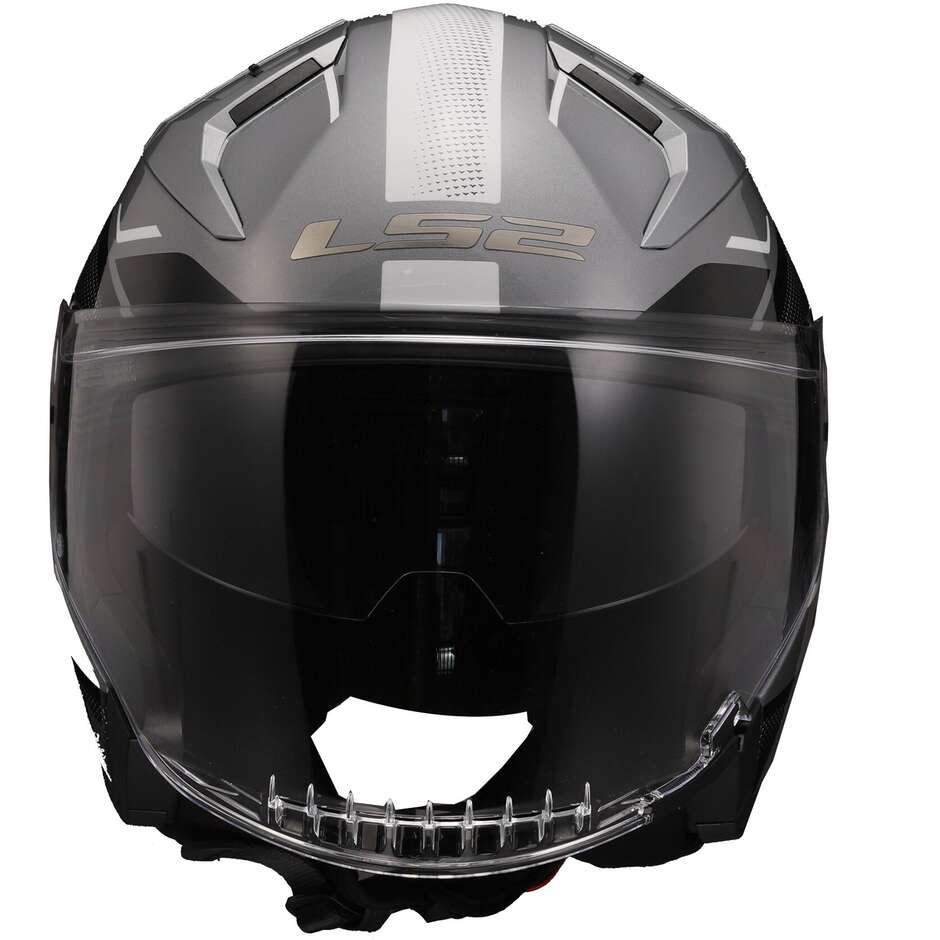 Casco Moto Jet  Ls2 OF603 INFINITY 2 VEYRON Grigio Bianco