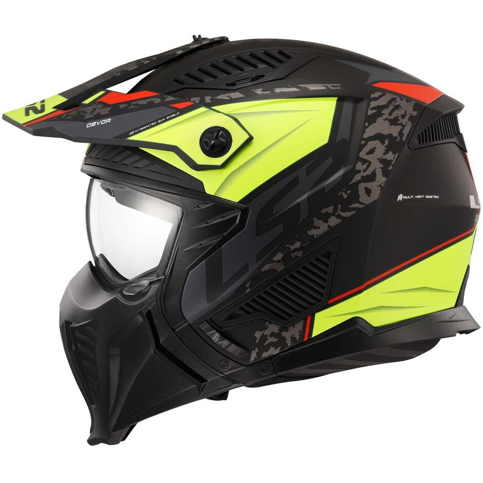 Casco Moto Jet  Ls2 OF606 DRIFTER DEVOR Nero Giallo Fluo Opaco