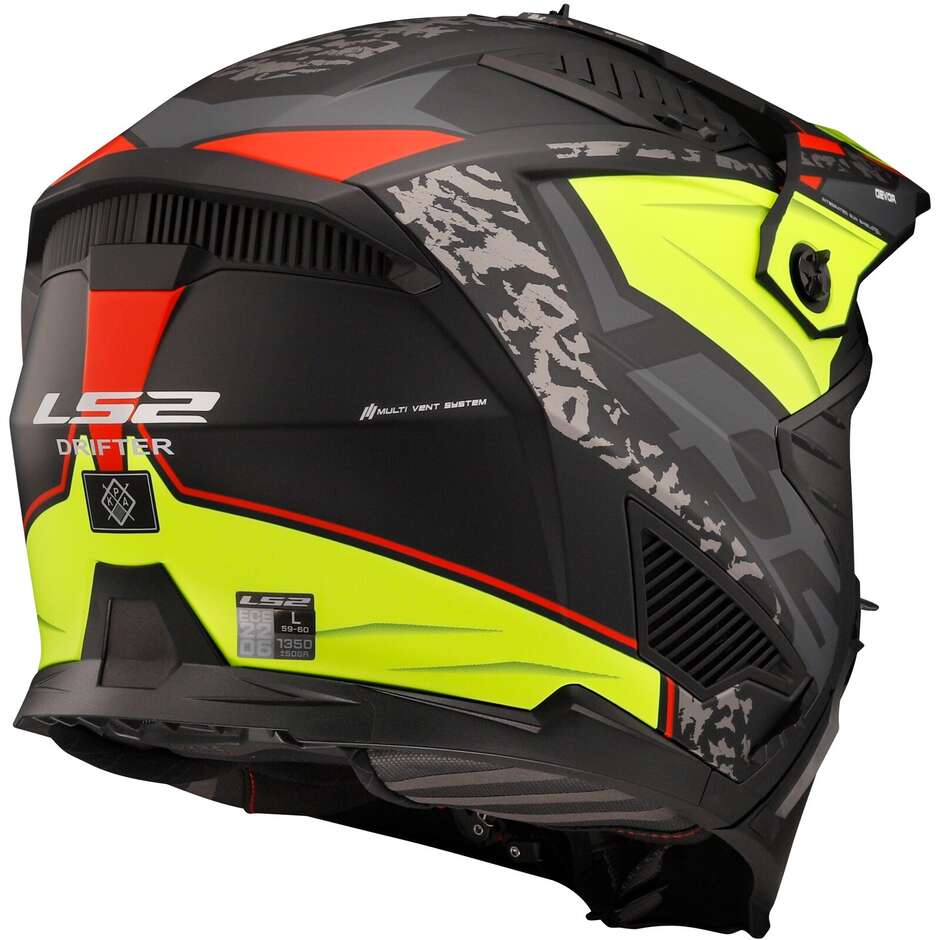 Casco Moto Jet  Ls2 OF606 DRIFTER DEVOR Nero Giallo Fluo Opaco