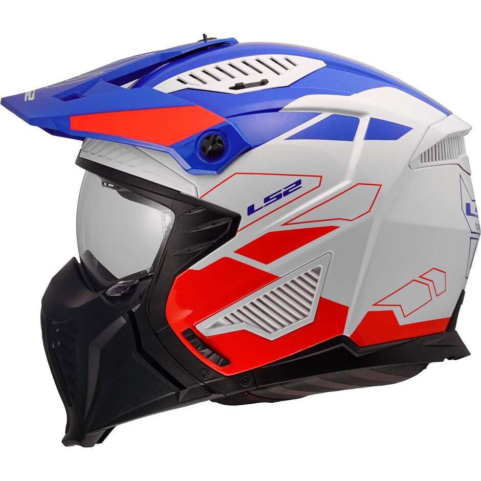 Casco Moto Jet OF606 DRIFTER TREK Bianco Blu Rosso taglia 2XL