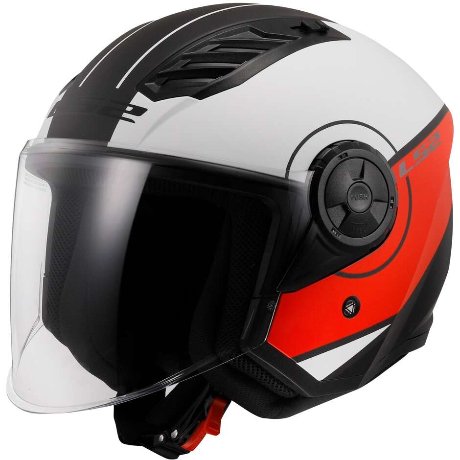 Casco Moto Jet Ls2 OF616 AIRFLOW 2 COVER Bianco Rosso Opaco
