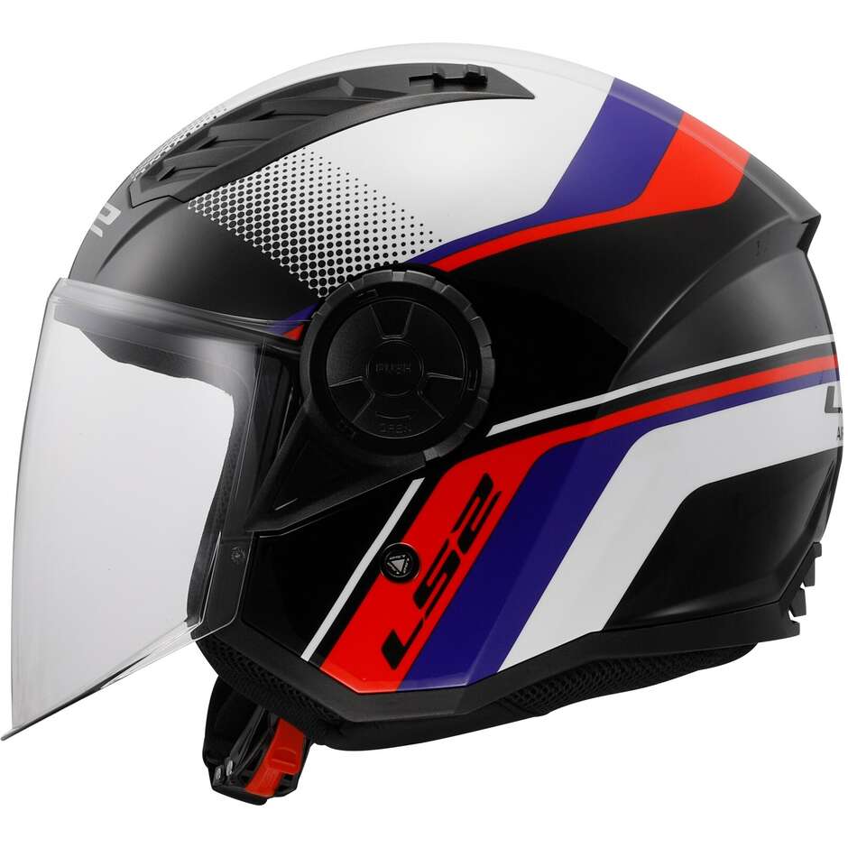 Casco Moto Jet Ls2 OF616 AIRFLOW 2 RUSH Bianco Blu Rosso