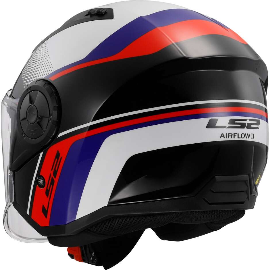 Casco Moto Jet Ls2 OF616 AIRFLOW 2 RUSH Bianco Blu Rosso
