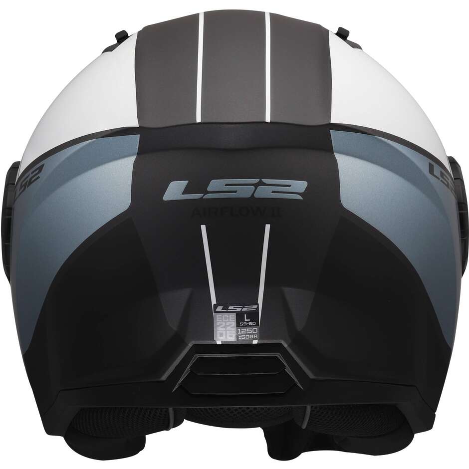 Casco Moto Jet LS2 OF616 AIRFLOW II COVER Grigio Blu