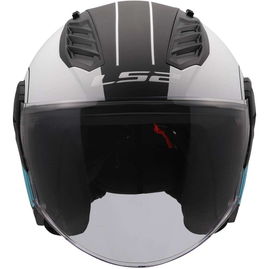 Casco Moto Jet LS2 OF616 AIRFLOW II COVER Grigio Blu