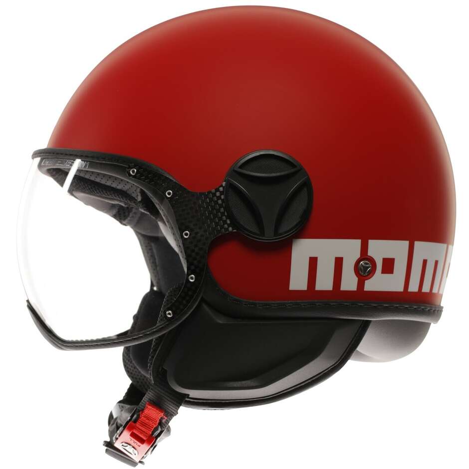 Casco Moto Jet Momo Design FGTR CLASSIC Candy Rosso Bianco 