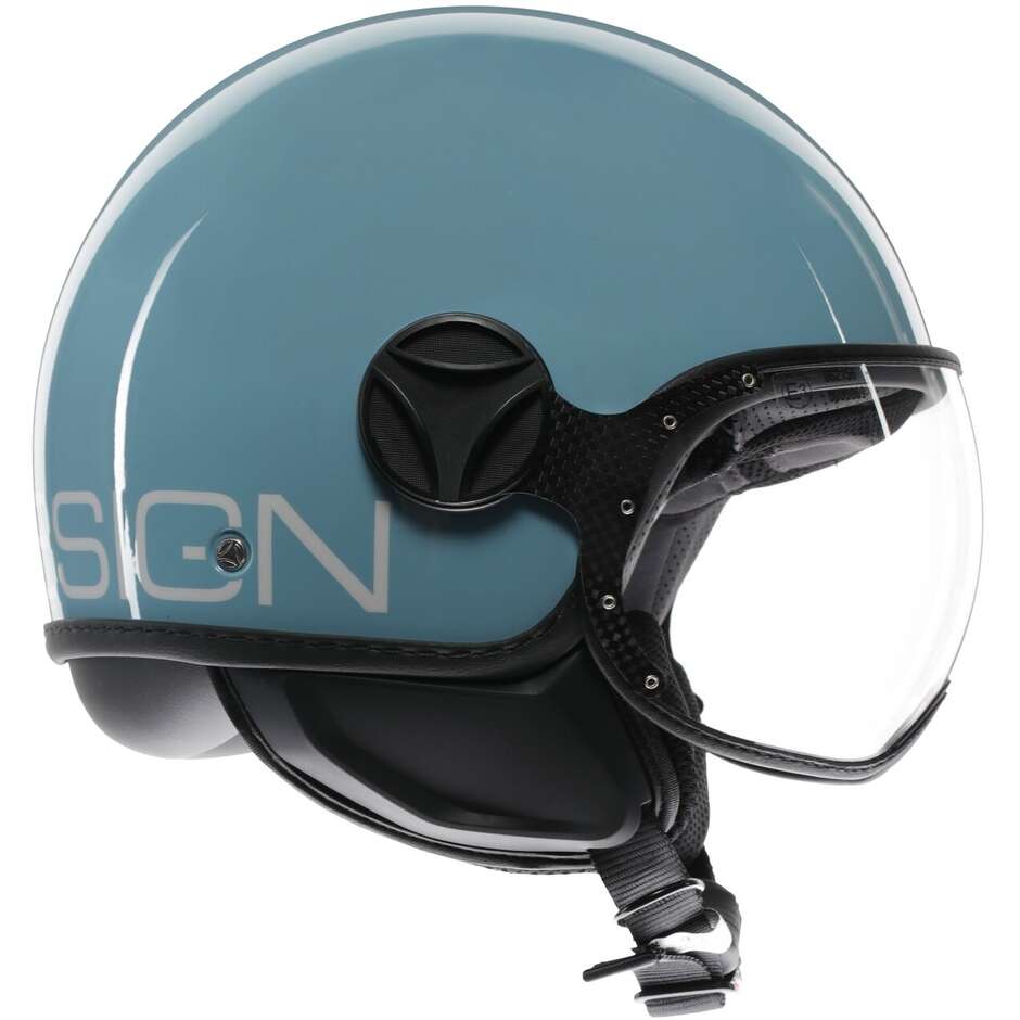 Casco Moto Jet Momo Design FGTR CLASSIC Candy Sky Blu Bianco