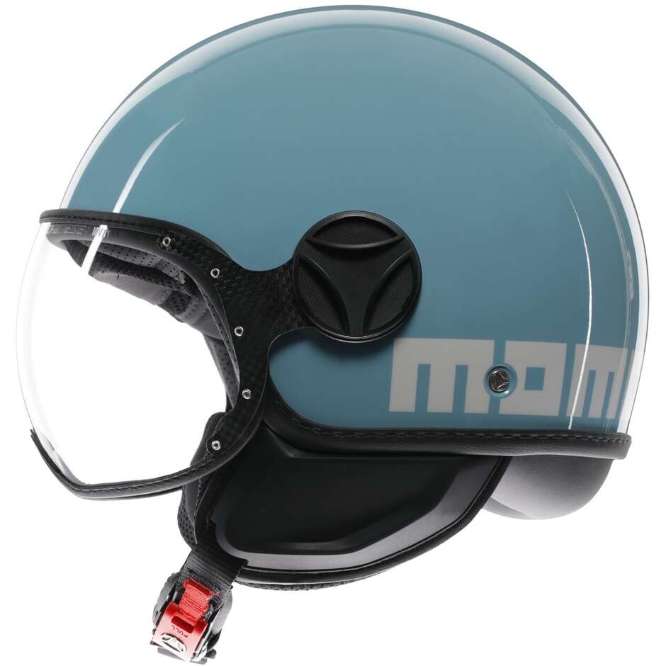 Casco Moto Jet Momo Design FGTR CLASSIC Candy Sky Blu Bianco