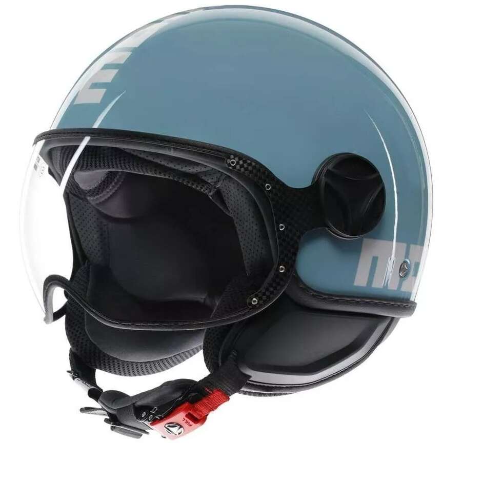 Casco Moto Jet Momo Design FGTR CLASSIC Candy Sky Blu Bianco
