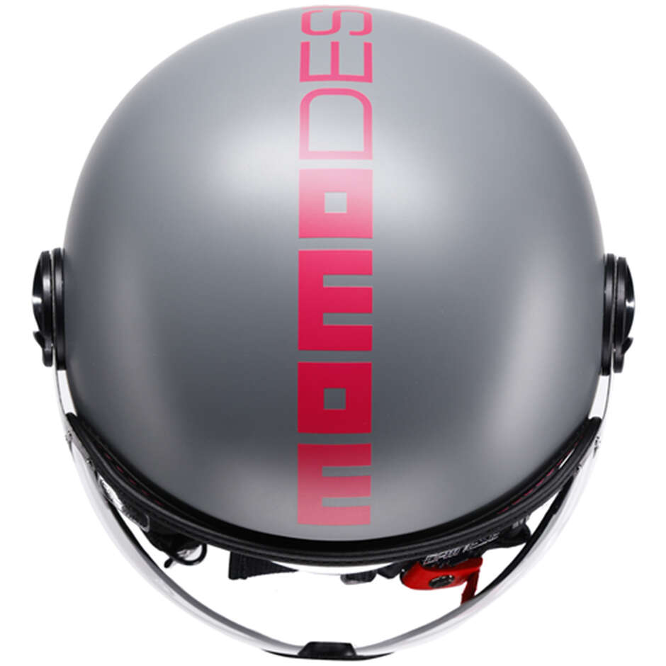 Casco Moto Jet Momo Design FGTR CLASSIC Grigio Opaco Fucsia Fluo