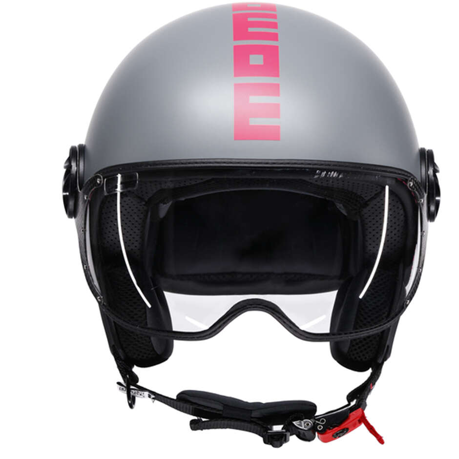 Casco Moto Jet Momo Design FGTR CLASSIC Grigio Opaco Fucsia Fluo