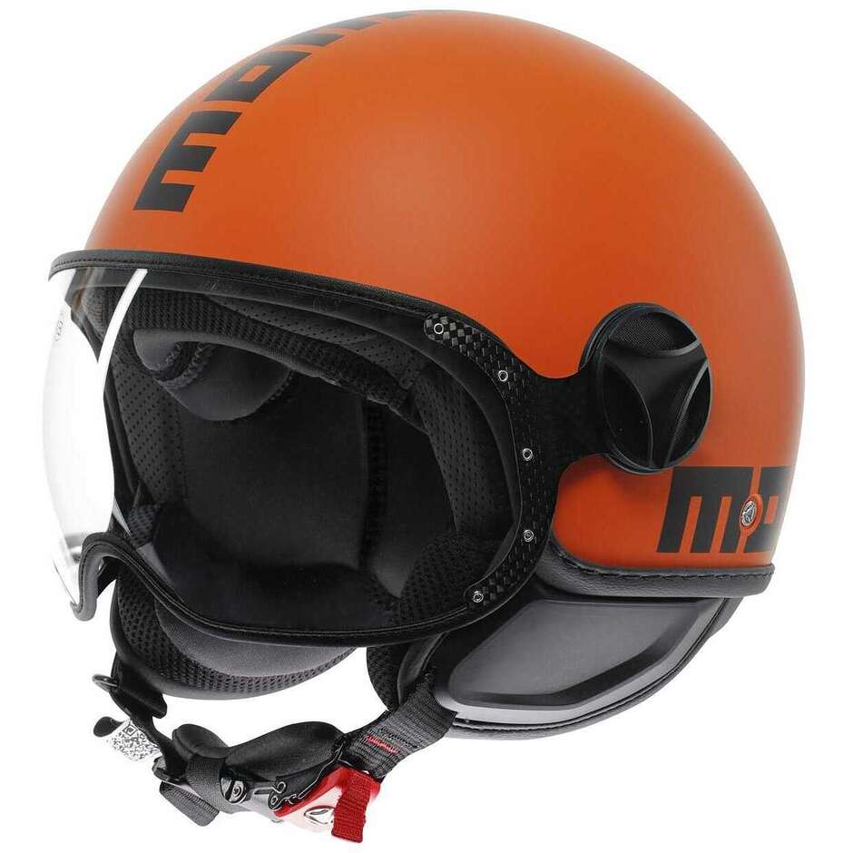 Casco Moto Jet Momo Design FGTR CLASSIC Mono Arancio Opaco Nero