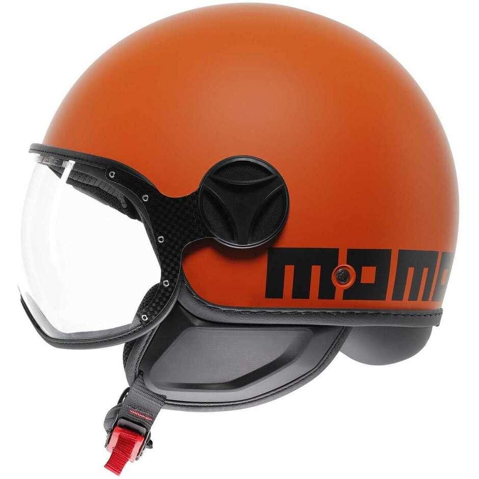 Casco Moto Jet Momo Design FGTR CLASSIC Mono Arancio Opaco Nero
