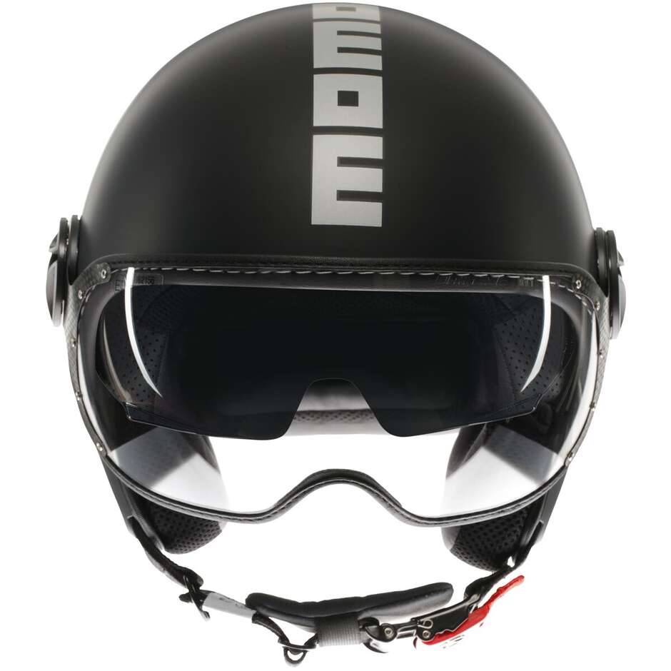 Casco Moto Jet Momo Design FGTR EVO Mono Nero Opaco Silver