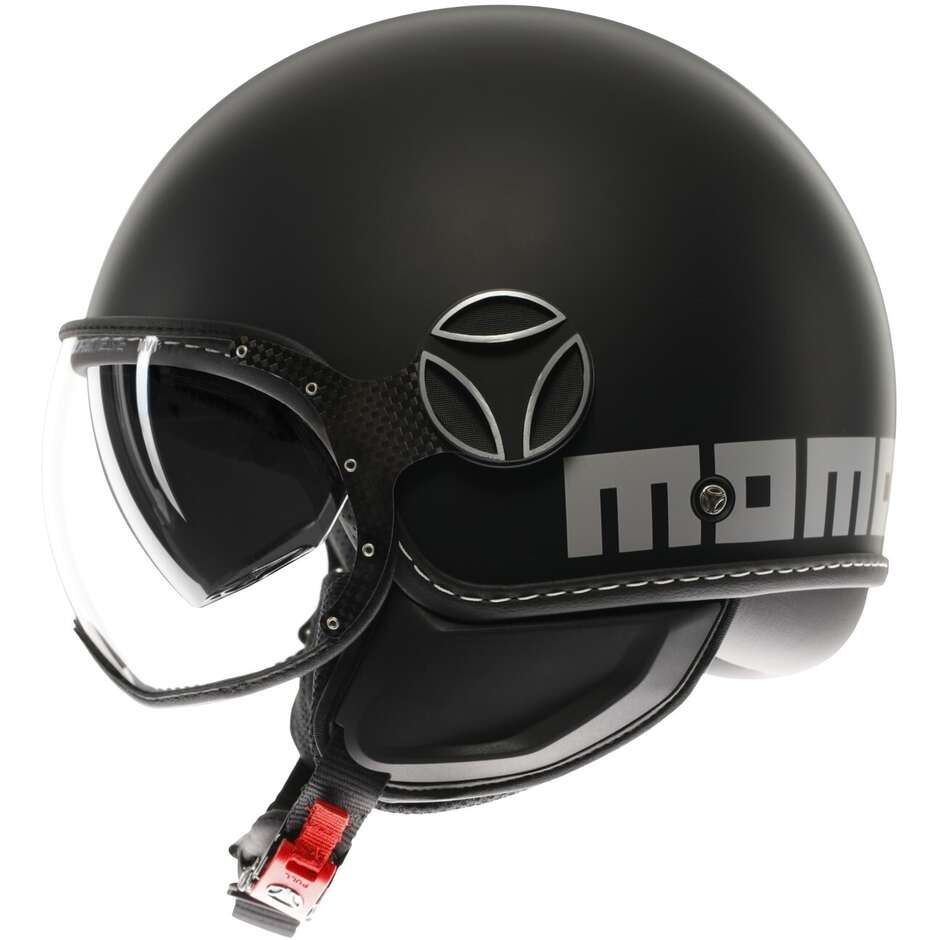 Casco Moto Jet Momo Design FGTR EVO Mono Nero Opaco Silver