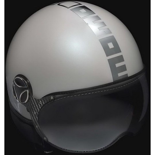 Casco Moto Jet Momo Design Modello Fighter Bianco Lucido Scritta Cromo