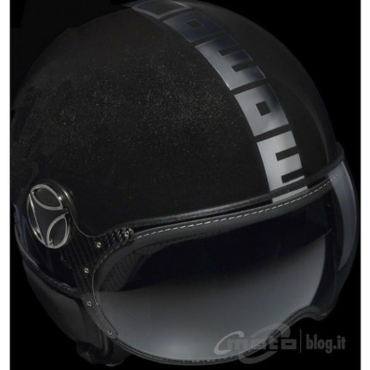Casco Moto Jet Momo Design Modello Fighter Nero Lucido Scritta Cromo