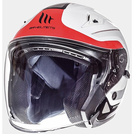 Casco Moto Jet MT Helmets Avenue SV Crossroad Bianco Rosso Lucido