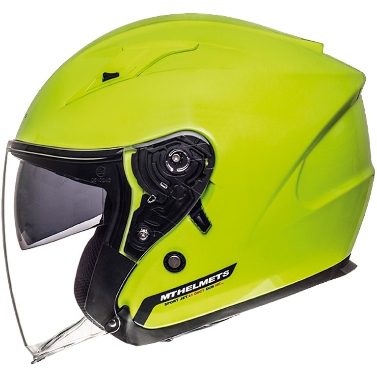 Casco Moto Jet MT Helmets Avenue SV Solid Giallo Fluo