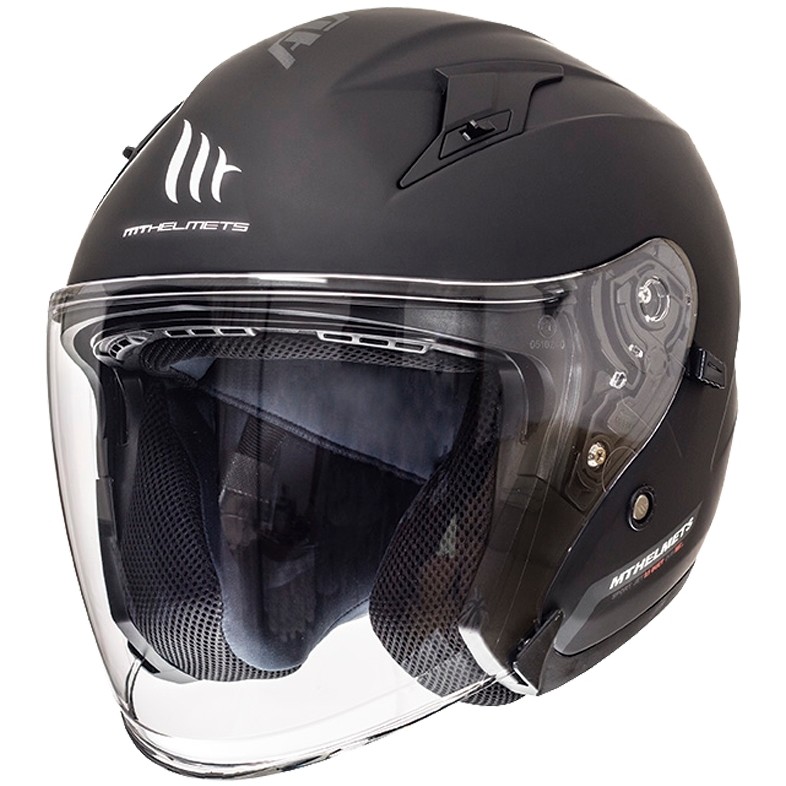 Casco Moto Jet MT Helmets Avenue SV Solid Nero Opaco