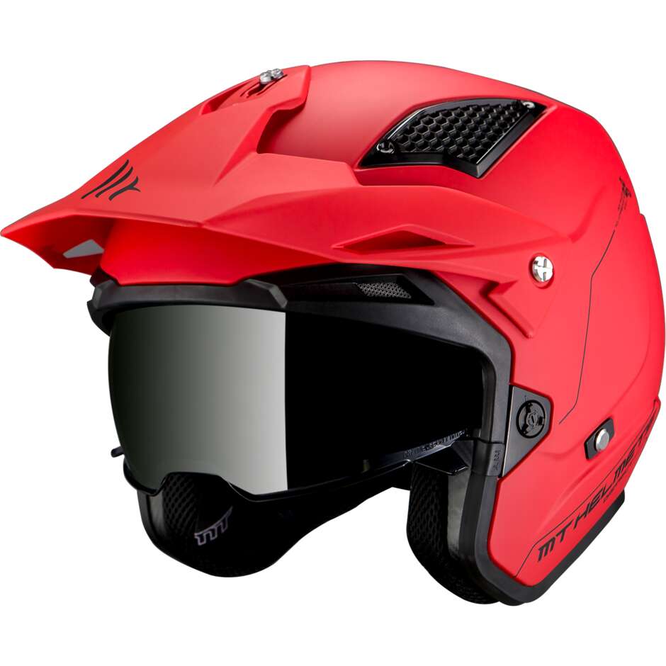 Casco Moto Jet Mt Helmets DISTRICT SV S SOLID A5 Rosso Opaco