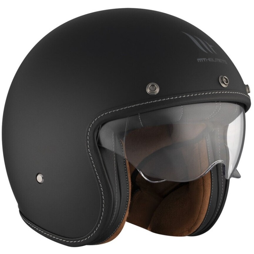 Casco Moto Jet MT Helmets LE MANS 2 SV S Solid A1 Nero Opaco