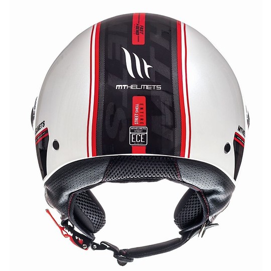 Casco Moto Jet MT Helmets STREET Entire D1 Bianco Rosso