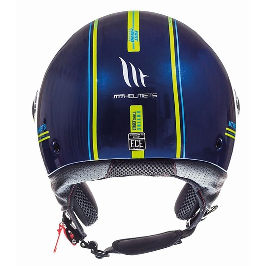 Casco Moto Jet MT Helmets STREET Entire J2 Blu Giallo Fluo